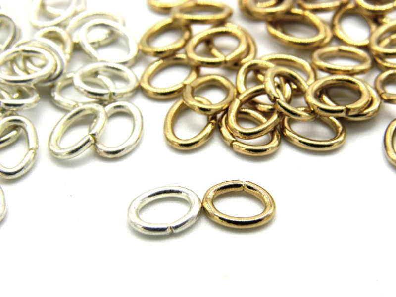 6 mm x 4.5 mm (20 GA) High Quality - Oval Silver Plated or Gold Plated Jump Rings (100 Pc.) 6 mm x 4.5 mm (20 GA) High Quality - Oval Silver Plated or Gold Plated Jump Rings (100 Pc.)