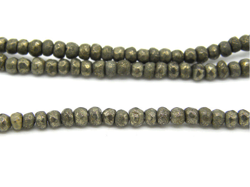3 mm Small Round Faceted Pyrite Rondelle Beads 3 mm Small Round Faceted Pyrite Rondelle Beads