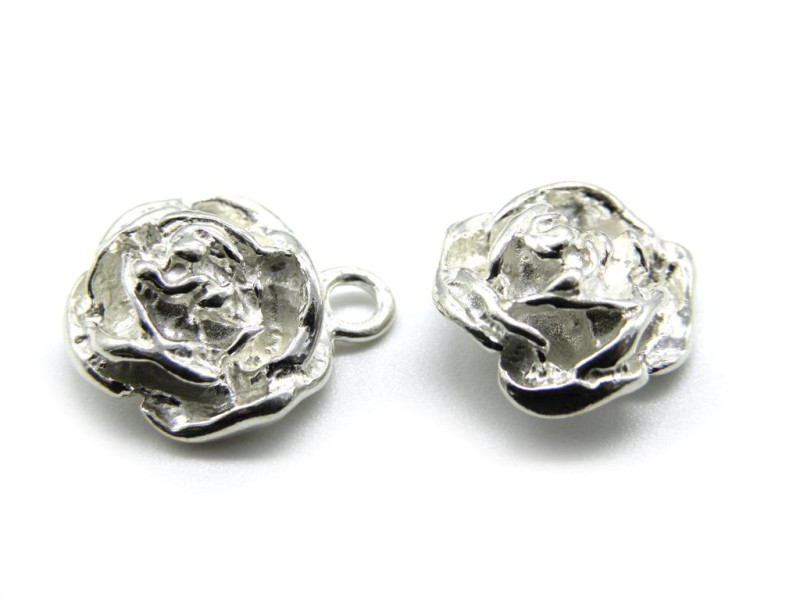 Sterlingsilber Rose Charm Anhänger 13 mm (1 Stk.) Sterlingsilber Rose Charm Anhänger 13 mm (1 Stk.)
