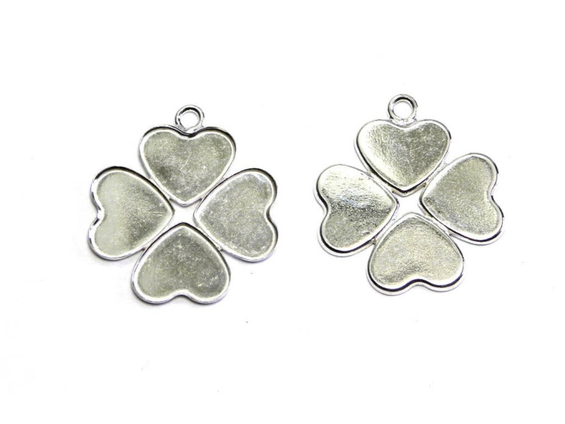 1 St. Großer 925 Sterlingsilber Kleeblatt Anhänger, Glücksklee Anhänger 23 mm 1 St. Großer 925 Sterlingsilber Kleeblatt Anhänger, Glücksklee Anhänger 23 mm