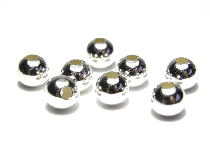 6 mm mittelgroße runde Sterlingsilber Perlen 925 (5 Stk.) 6 mm mittelgroße runde Sterlingsilber Perlen 925 (5 Stk.)