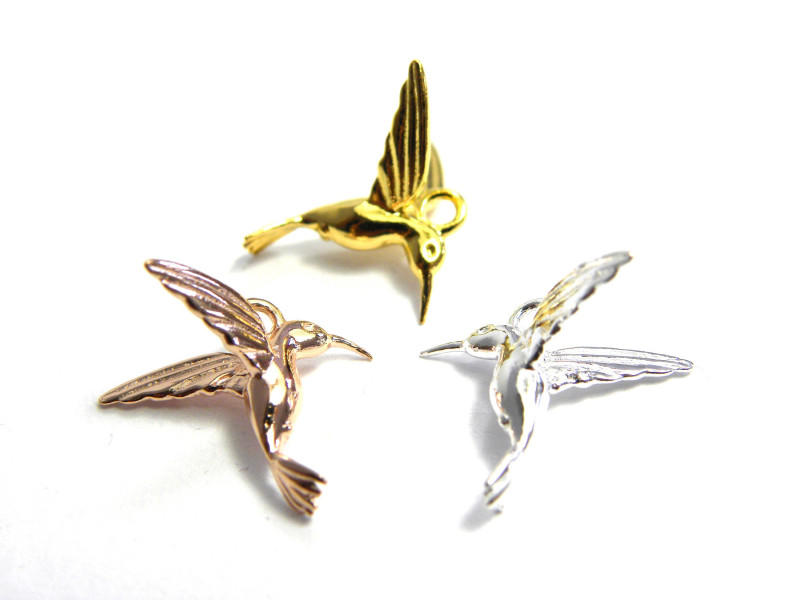 15 mm 3D 925 Sterlingsilber Kolibri-Charm Anhänger 15 mm 3D 925 Sterlingsilber Kolibri-Charm Anhänger