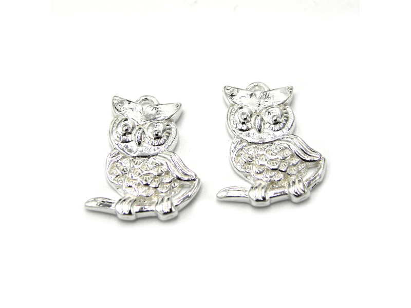 1 Stk. Sterlingsilber Uhu Eule Charm Anhänger 16 mm 1 Stk. Sterlingsilber Uhu Eule Charm Anhänger 16 mm