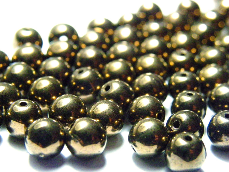 6 mm Round Czech Pressed Glass Beads - Bronze 6 mm Round Czech Pressed Glass Beads - Bronze