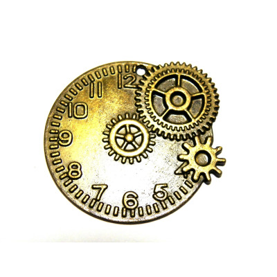 1x Großes Steampunk Uhrwerk Anhänger 48 mm - Antikgold 1x Großes Steampunk Uhrwerk Anhänger 48 mm - Antikgold