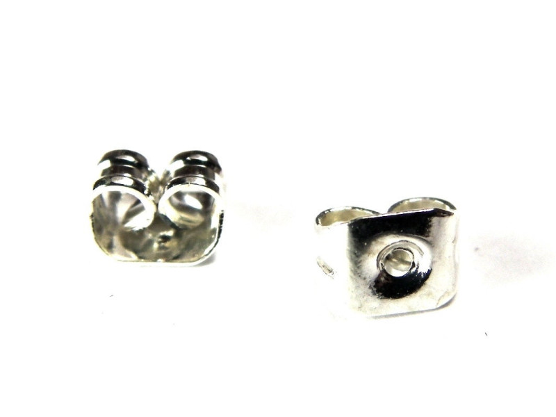 5 mm Butterfly Earring Backs, Scroll backs - 0.8 mm (20 GA) Hole - Silver Plated (10 or 100 Pc.) 5 mm Butterfly Earring Backs, Scroll backs - 0.8 mm (20 GA) Hole - Silver Plated (10 or 100 Pc.)