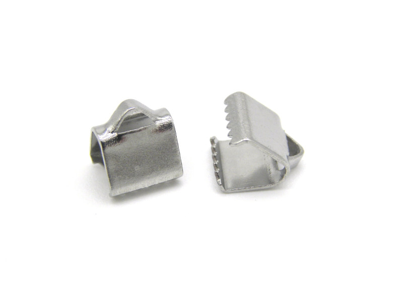 6 mm Small Stainless Steel Ribbon Crimp Ends - Crimp Terminals (10 or 50 Pc.)